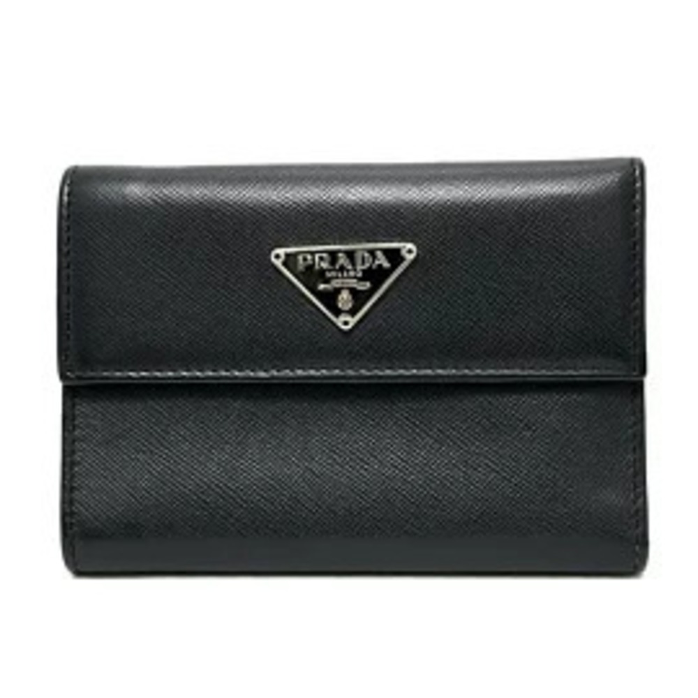 Prada Tri fold Wallet Black Leather